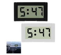 2PCS Tableau De Bord D'horloge De Voiture Grand Écran, Horloge LCD Adhésive de Véhicule, Montage Adhésif,Etite horloge, Facile à Lire - Idéale pour Voiture, Bureau, Table - Noir et Blanc