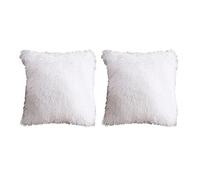 2pcs Taie D'Oreiller Fausse Fourrure Deluxe Décoratif Taie D'Oreiller Canapé Super Doux Peluche Taie D'Oreiller Modernes Luxe Décoratifs de Maison Coussins pour Salon Canapé Chambre 40x40 Blanc