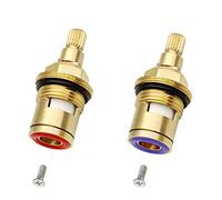 2Pcs Tête a Disques Céramique, 1/2" Cartouches Céramique Cartouche Tête de Robinet en Laiton Cartouche Ceramique Mitigeur avec Vis pour Cusine, Salle de Bain