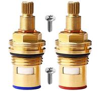2Pcs Tête a Disques Céramique, BETOY 1/2" Cartouches Céramique, Universelles de Rechange pour Robinet en Laiton 20 Crans x 53mm Rechange pour Cusine, Salle de Bain (Chaud et Froid)