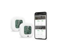 2pcs Thermomètre hygromètre, station météo sans fil Bluetooth, Mini Bluetooth Temp Humidity Monitor with Data Export for iOS