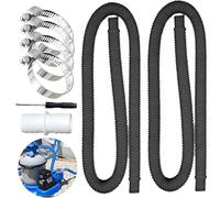 2Pcs Tuyau Piscine 32mm, avec 4 Clips de Sécurité Métalliques, 150cm Tuyau de Rechange pour Piscine, pour d'aspiration et Tuyau de Pompe, Noir