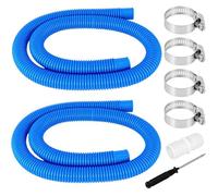 2pcs Tuyau Piscine 32mm, rechange avec 4 clips sécurité + 1 raccord, diamètre 1,25 pouces pour pompe filtration et piscine. - - Blue