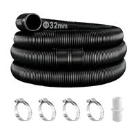 2pcs tuyaux de piscine noir de 32 mm pour pompes de piscine avec 4 clips de sécurité et 1 raccord de tuyau, tuyau de piscine de 150 cm et 32 mm, pour pompe à filtre et piscine