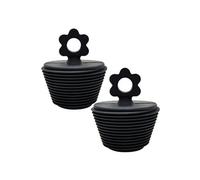 2Pcs Universel Bouchon Baignoire en silicone FONGWAN pour drains de cuisine, de évier - noir