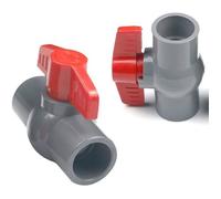 2pcs Vanne à boisseau sphérique en PVC 40 mm , valve de tuyau d'eau en plastique U-PVC connecteurs droits pour contrôle et arrêt d