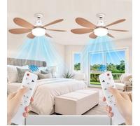 2Pcs Ventilateur de Plafond avec Lumière et Telecommande,La LED 40W E27 Lampe,3 Vitesses, Silencieux, pour Salon, Chambre