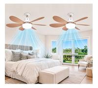 2Pcs Ventilateur de Plafond avec Lumière et Telecommande, LED 40W E27 Lampe Ventilateur,3 Vitesses, Silencieux, pour Salon, Chambre