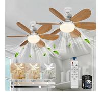 2Pcs Ventilateur de Plafond avec Lumière et Telecommande, LED 40W E27 Lampe Ventilateur,3 Vitesses, Silencieux, pour Salon, Chambre
