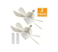 2pcs ventilateurs plafond - 3 vitesses, LED réglable, télécommande - Chambre, Salon - 45cm Blanc