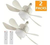 2pcs ventilateurs plafond -5 pales, télécommande, LED dimmable - pour chambre, salon - 45cm