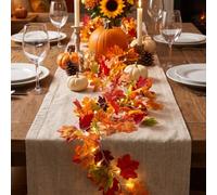 2Pièces Guirlande Lumineuse Feuille d'Érable Automne1.8 Mètres 20 LED | 8 Modes avec Minuterie, 6 Styles de Feuilles, Décoration Intérieur/Extérieur pour Halloween, Thanksgiving & Fête d'Aut