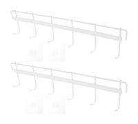2set Crochet Mural Adhésif la Cuisine, Support Fer Blanc, Six Crochets | Perçage, Bande Auto-adhésive, Finition Mate Lisse, pour Porte Cuisine, Rangement Ordonné