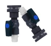 2set Robinet de Cuve D’eau de Pluie Dn20 3/4 avec Raccord Cloison | Adaptateur pour Tuyau, Poignée Ergonomique, Mécanisme à Bille, Installation Extérieure, Récupération Pluviale, Lot de Deux