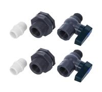 2set Robinet de Cuve pour Eau de Pluie Dn20 3/4 avec Vanne à Bille PVC | Raccord Traversée de Paroi Intégré, Poignée Ergonomique, Étanchéité Fiable, Installation sans Outil, pour Réservoirs