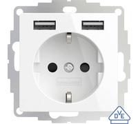 2USB 2U-449276 Prise de courant encastrable norme VDE, avec USB, sécurité enfants IP20 blanc pur, effet brillant