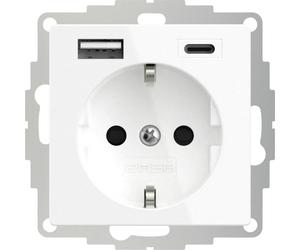 2USB 2U-449528 Prise à contact de protection avec sortie de charge USB, sécurité enfants, norme VDE IP20 blanc pur (satiné)