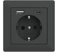2USB 2U-449542 Prise à contact de protection avec sortie de charge USB, sécurité enfants, norme VDE IP20 anthracite