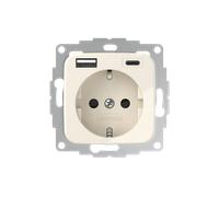 2USB ICP AC CWG - 2 USB InCharge PRO - prise USB brillante blanc crème