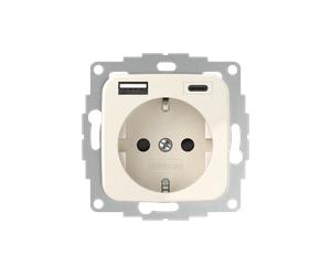 2USB ICP AC CWG - 2 USB InCharge PRO - prise USB brillante blanc crème