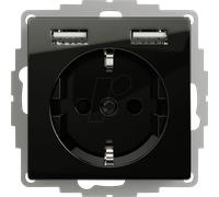 2USB ICP SW - 2 USB inCharge PRO - Prise électrique USB noire
