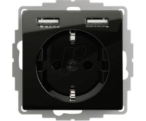 2USB ICP SW - 2 USB inCharge PRO - Prise électrique USB noire
