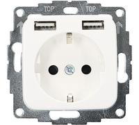 2USB pour Busch Jaeger Reflex Si : prise encastrée avec port USB, blanc pur (brillant)