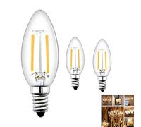 2W E14 C35 Bougie Ampoule LED Filament Non Dimmable, Culot à vis 330°Ampoule Flamme Vintage Blanc Chaud 2700K 200 Lumen 220V rétro Edison métal verre pour suspension plafonnier Applique (Lot de 3)