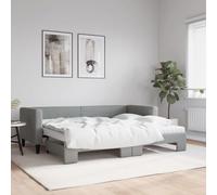2w1 materac piankowy salon sypialnia model standardowy szary 80x200 cm | Lit de jour avec gigogne et matelas gris clair 80x200 cm tissu canapé-lit convertible 2en1 salon chambre