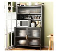 2WFYJNITP Buffet avec porte pour salle à manger, armoire latérale, rangement de cuisine, étagères, sol multicouche, planche à trous pour la salle à manger (noir)
