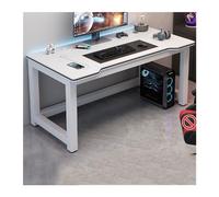 2WFYJNITP Table d'écriture Table Double Pc en Fiber de Carbone, Bureau d'étudiant, Maison, Chambre à Coucher, d'étude, Jeu Simple Bureau d'ordinateur(Blanc,90x60x75cm)
