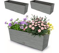 2x 18l balcon box 58x19,5 cm gris + insert spacieux 12l