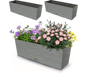 2x 18l balcon box 58x19,5 cm gris + insert spacieux 12l