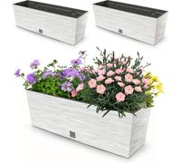 2x 18L jardinière de balcon 58x19,5 cm blanc + insert spacieux 12L
