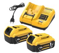 2X 18V 5.0Ah Replacement pour Dewalt Batterie +3A Chargeur pour Dewalt Batterie DCB180 DCB181 DCB182 DCB184 DCB185 DCB200 DCB201 DCB203 DCB204