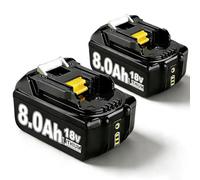 2X 18V 8.0Ah Batteries pour makita BL1860B BL1850B BL1840 BL1845 BL1850 BL1830 BL1835 194205-L1845 BL1890 BL1415 BL1430 BL1440 BL1835 194205-3 LXT-400 avec Batterie LED