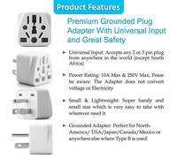 2X Adaptateur de Prise de US EU/UK/AU/In/CN/JP/Asie/Italie/Brésil Vers USA (Type B), Blanc