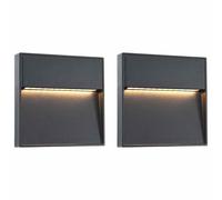 2x Appliques Murales LED d'Extérieur Noir Carré Eclairage Luminaire vidaXL