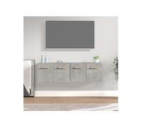 2x Armoires Murales Armoire Suspendue Centre de Divertissement Flottante Salon Salle de Séjour Gris Béton 60x36,5x35cm Bois d'Ingénierie