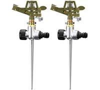 2X Arroseur Jardin Sprinkler Piquet de Terre Irrigation jusqu'à 24m 360° Embout pulvérisation irrigateur arroseur à impulsions