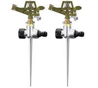 2X Arroseur Jardin Sprinkler Piquet de Terre Irrigation jusqu'à 24m 360° Embout pulvérisation irrigateur arroseur à impulsions Max. 450m²