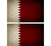 2x Autocollant Sticker Drapeau Vintage Vieilli Q Qatar
