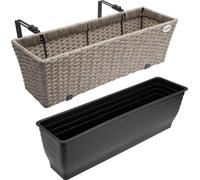2x Bac à fleurs 11 litres support de montage intérieur extérieur jardinière pot de fleurs décoration balcon terrasse crème