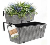 Casaria 2X Bac à Fleurs 11 litres Support de Montage intérieur extérieur jardinière Pot de Fleurs décoration Balcon terrasse Gris