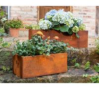 2x bac à plantes en métal aspect rouille, bac à fleurs, bac à plantes, conteneur à plantes, parterre surélevé, décoration de jardin pour l'extérieur