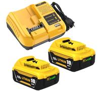 2X Batteries de Rechange pour DeWalt Batterie DCB184 18V 10,0Ah | DCB182 DCB180 DCB184 DCB200 DCB182 DCB181 DCB201 + pour Dewalt Chargeur 18V 3A