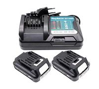 2X BL1021B Batterie avec Chargeur DC10WD pour Makita BL1021B BL1016 BL1041B 197339-1 197406-2 BL1040 BL1040B BL1015B 10.8V& 12V Batterie 2000mAh