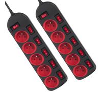 2x Bloc multiprise 5 prises interrupteurs séparés 1.5m 250VAC / 10A