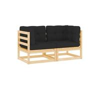 2x Bois de Pin Massif Canapés d'Angle de Jardin avec Coussins Canapé d'Angle de Patio Meuble de Terrasse Canapé de 807289