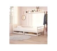 2x Bois de Pin Massif Tiroirs de Lit Unité de Rangement de Lit Accessoires de Chambre à Coucher Salon Salle de Séjour Maison Intérieur Blanc